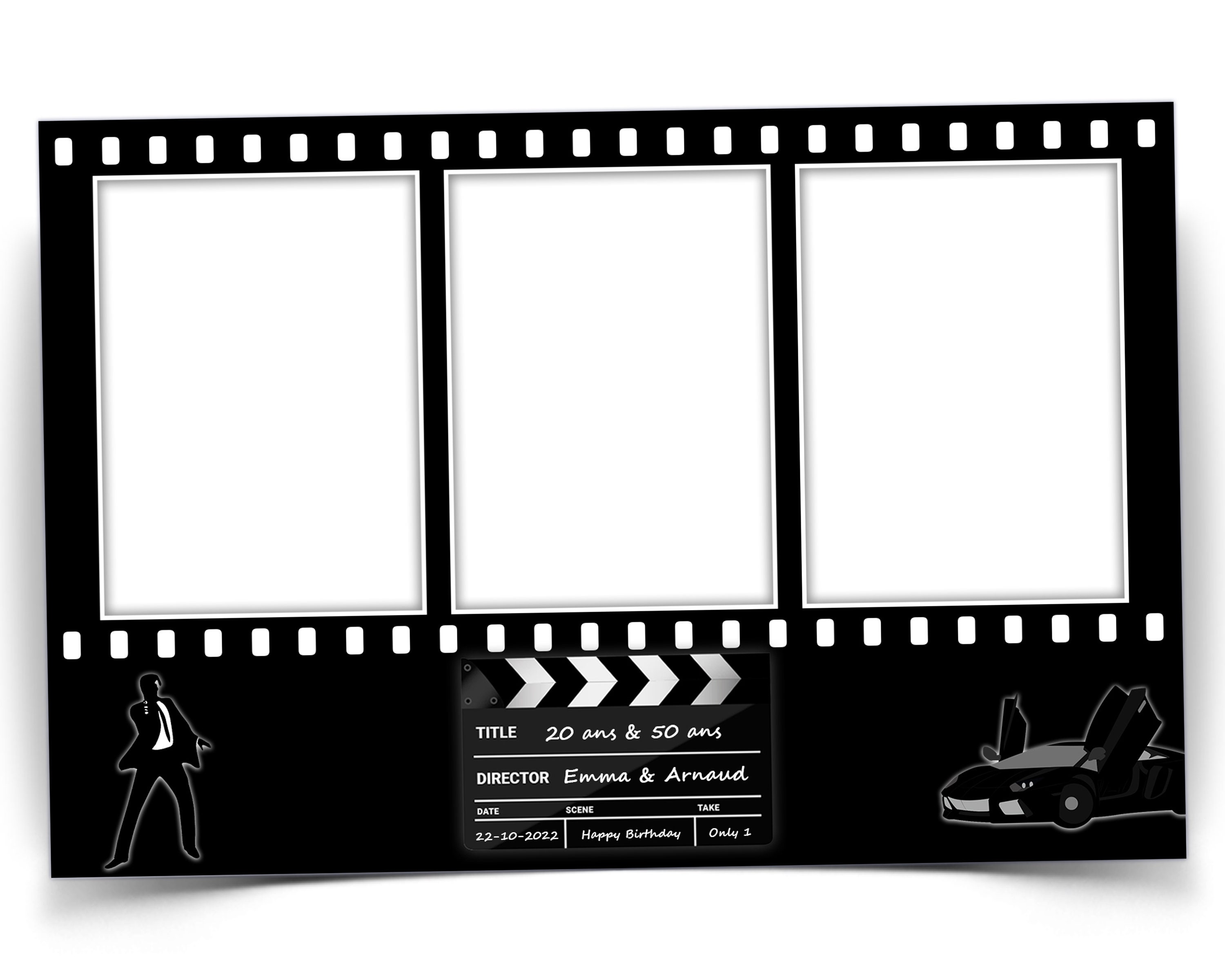 Movie Reel Film Photobooth Template Birthday Cinema Roll Wedding 4x6 Photo  Booth Template Black White 