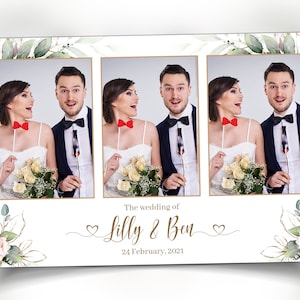 Wedding Photobooth template, Anniversary Photo Booth Template, Greenery with Flowers 4x6 Mirrorbooth, 360 Overlay Frame, 683