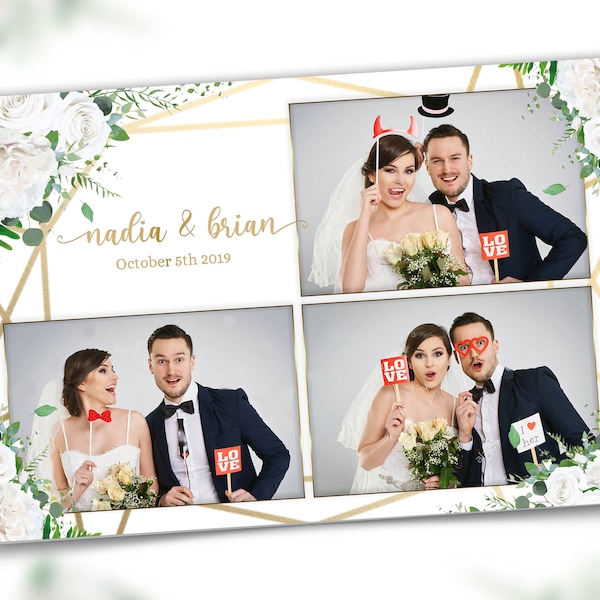 Wedding Photobooth Template, Floral Photobooth Template, 4x6 Wedding Photo booth Template, Sweet Sixteen, Sweet 16, Bridal Shower, 4x6