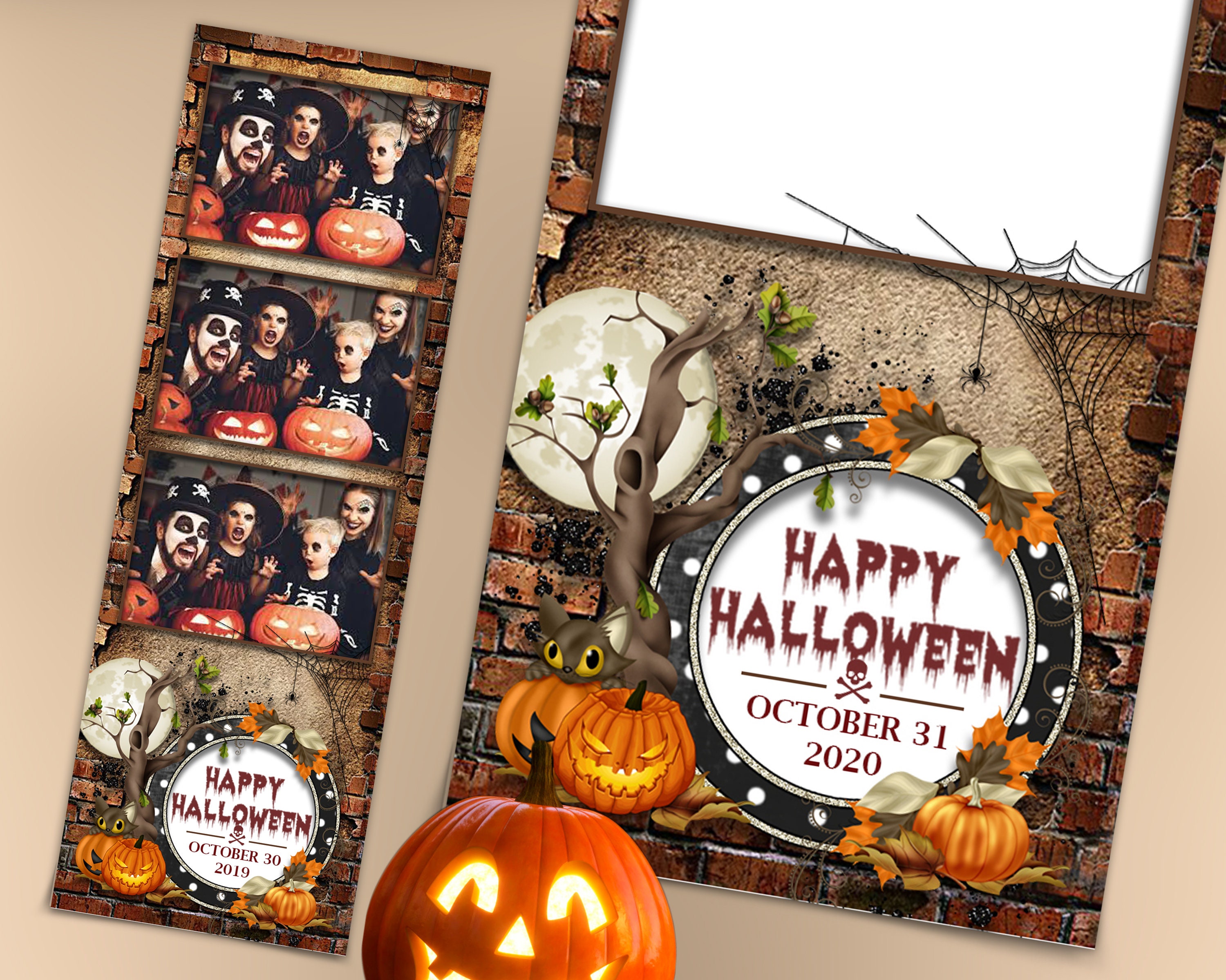 Halloween Photo Booth Template 2x6 Photobooth Pumpkin Template Etsy