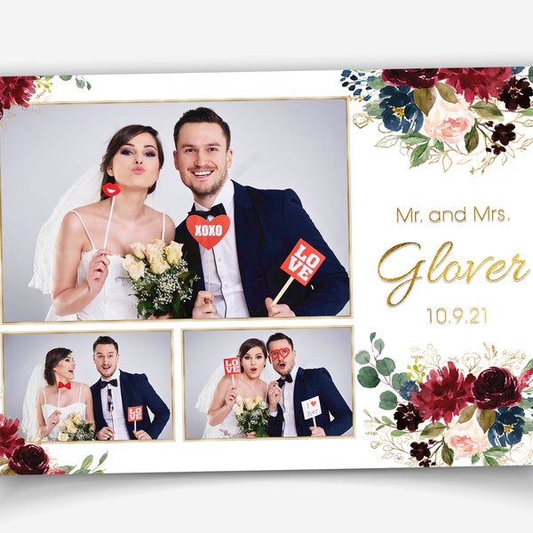 Wedding Photobooth Template, Floral Photobooth Template, 4x6 Wedding Photo booth Template, Sweet 16, Bridal Shower with font link