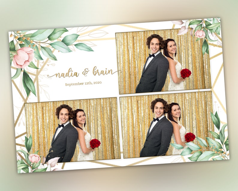 Wedding Bridal Shower Photo Booth Template Floral 4x6