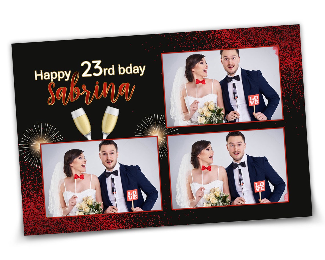Photo Booth Template Birthday Party red glitter & black Etsy