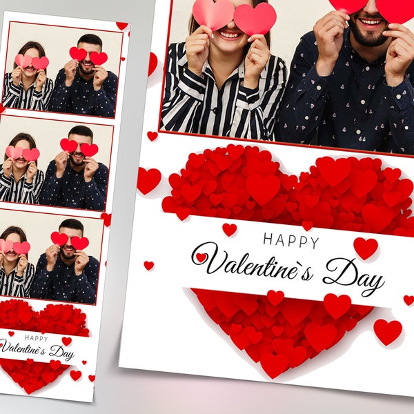 Valentine Party Day Photo Booth Template Love Pink 2x6 photobooth template included with Font