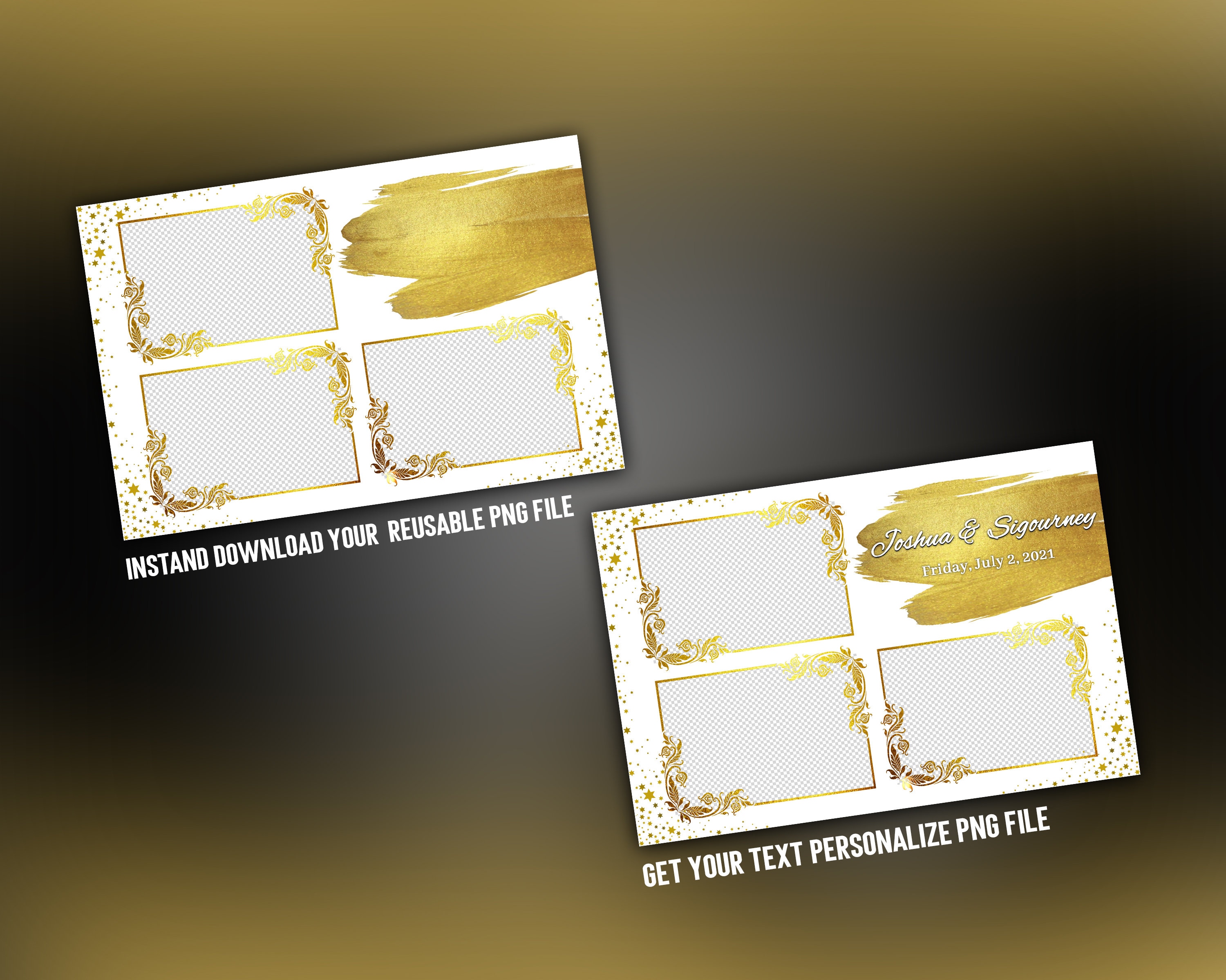 Photo Booth Template for Wedding Gold Photobooth Template 4x6 Etsy