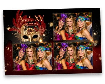 Birthday XV Quinceañera Sweet 16 Photo Booth Golden Mask Quinceanera Photobooth Template Mardi Gras party Masquerade Ball Carnival