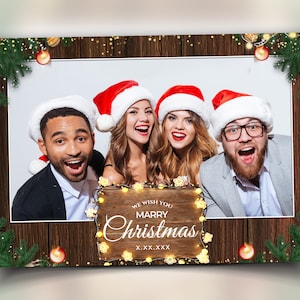 Christmas Photobooth Template, 4x6 Single photo landscape Merry Christmas and New Year 2022, Xmas Green & Red CM4