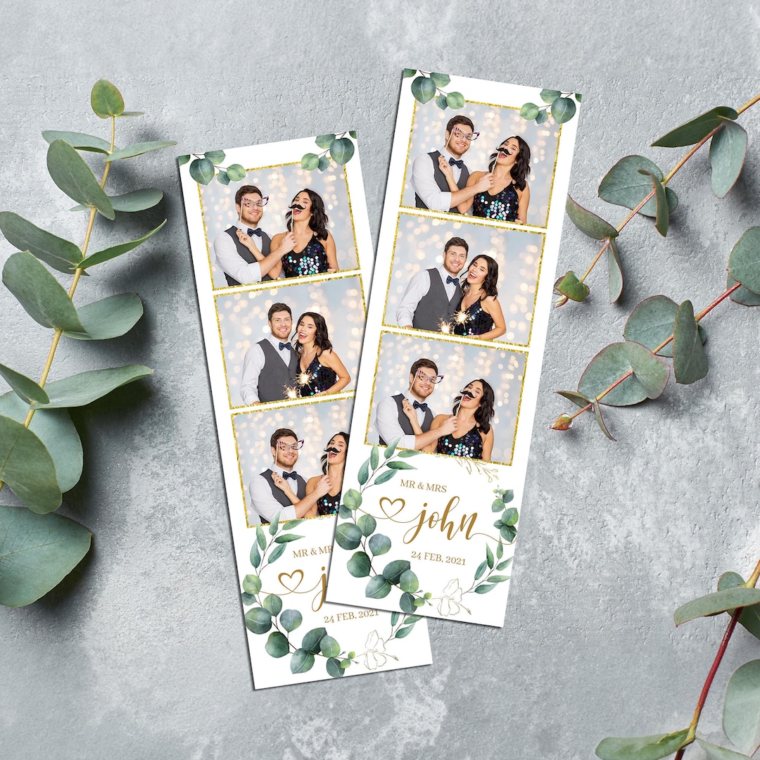 Wedding Photobooth Template 2x6 Strip With Greenery Eucalyptus Wreath ...