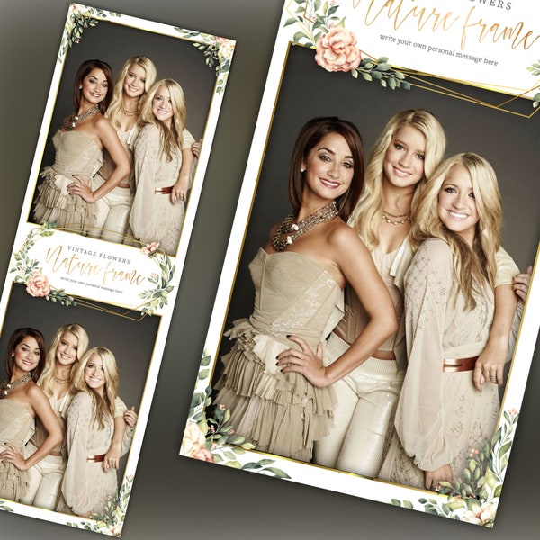 Photo Booth Template Wedding Bridal Shower Sweet 16 Floral Anniversary 2x6 Photobooth Template with psd png jpg and mockup