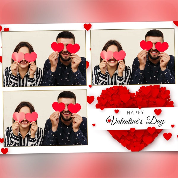 Valentine Day Photobooth Template Love Pink 4x6 Valentines Day photo booth template