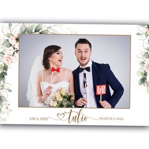 Wedding Photobooth template 4x6 with Floral blush flowers and greenery postcard photo booth template TB683