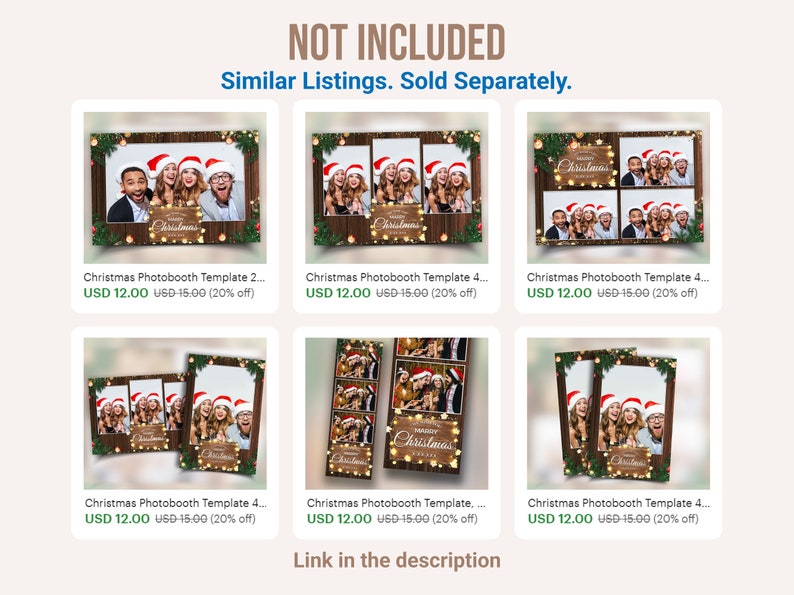 Christmas Photobooth Template 2024 Happy Holidays Wooden Greenery