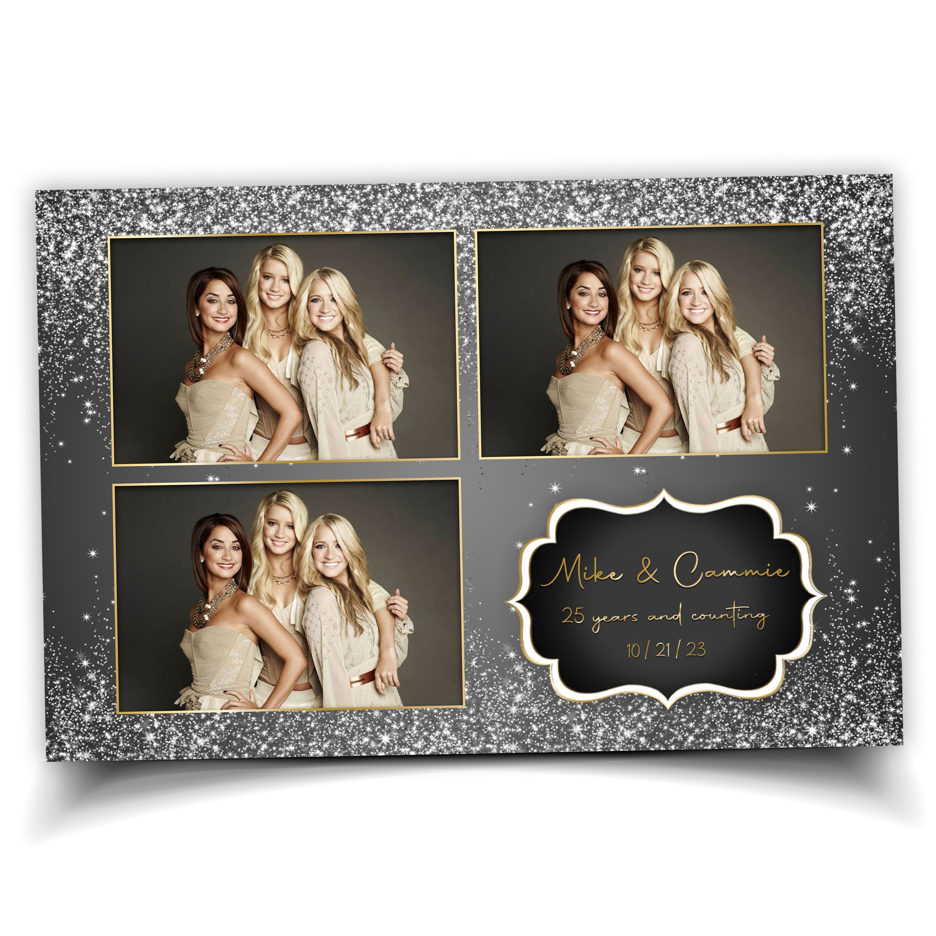 Super Ornate Silver Frames  2×6 inch Wedding & Special Event Photo Booth,  Photo Strip Template Layout - ProStarra Photo Booth Designs