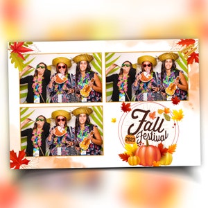 Modelo de cabine fotográfica para festival de outono e ação de graças 4x6 tema de abóbora laranja layout de cartão postal com 3 fotos para cabine DSLR cabine de câmara escura F7