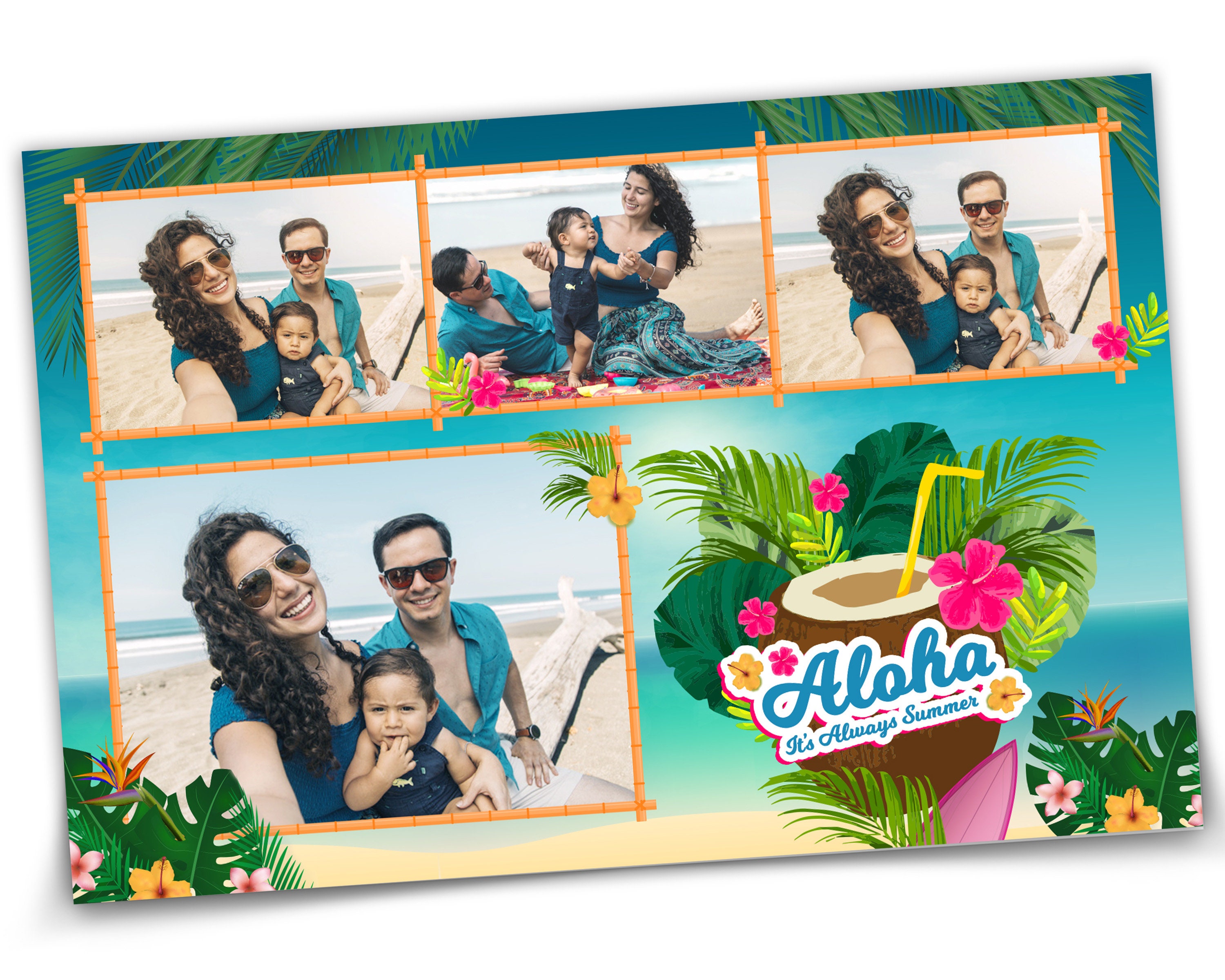 Beach Luau Photobooth Template Hawaiian Luau Party Aloha Etsy