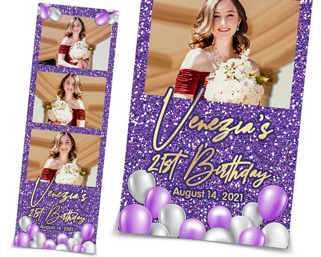 Birthday, Sweet 16 Purple 2x6 Photo Booth Template, Photobooth Template Birthday, Sweet 16 Purple 2x6 Photo Booth Template, Photobooth Template