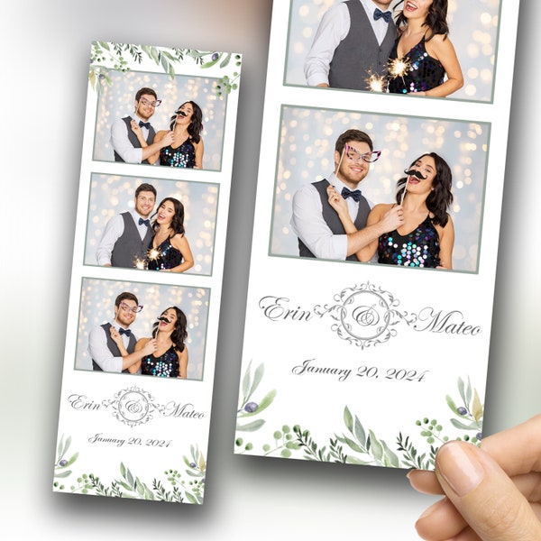 Modèle de cabine photo verdure pour mariage douche nuptiale anniversaire 2 x 6 bandes Photobooth chambre noire salsa Touchpix miroir reflex numérique 360 superposition