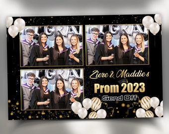 Class of 2023 Black & Gold Graduation Photobooth Template Prom 2023 Grad photo booth template PSD PNG Fonts