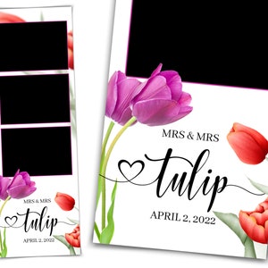 Modèle de Photobooth de mariage Modèle de Photobooth floral tulipe 2 x 6 Photomaton tulipes Sweet Sixteen 16 Shower nuptiale Anniversaire