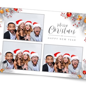 Photo Booth Template Merry Christmas Day Party New Year 2021 Silver Photobooth Template 4x6 Photo Strips Frame Template