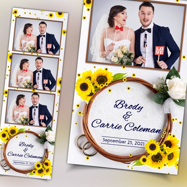 Sweet 16 Quinceanera Photobooth Template Sunflower Photobooth Template photo booth Strip 2x6