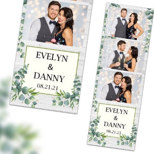 Wedding photo booth template with eucalyptus stripe 2x6 greenery photo booth leaves anniversary