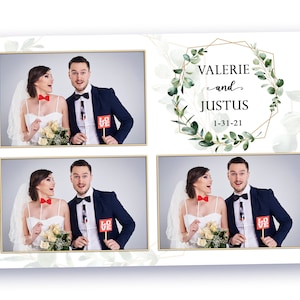 Plantilla de fotomatón de boda con postal de 4x6 de vegetación de hojas de eucalipto
