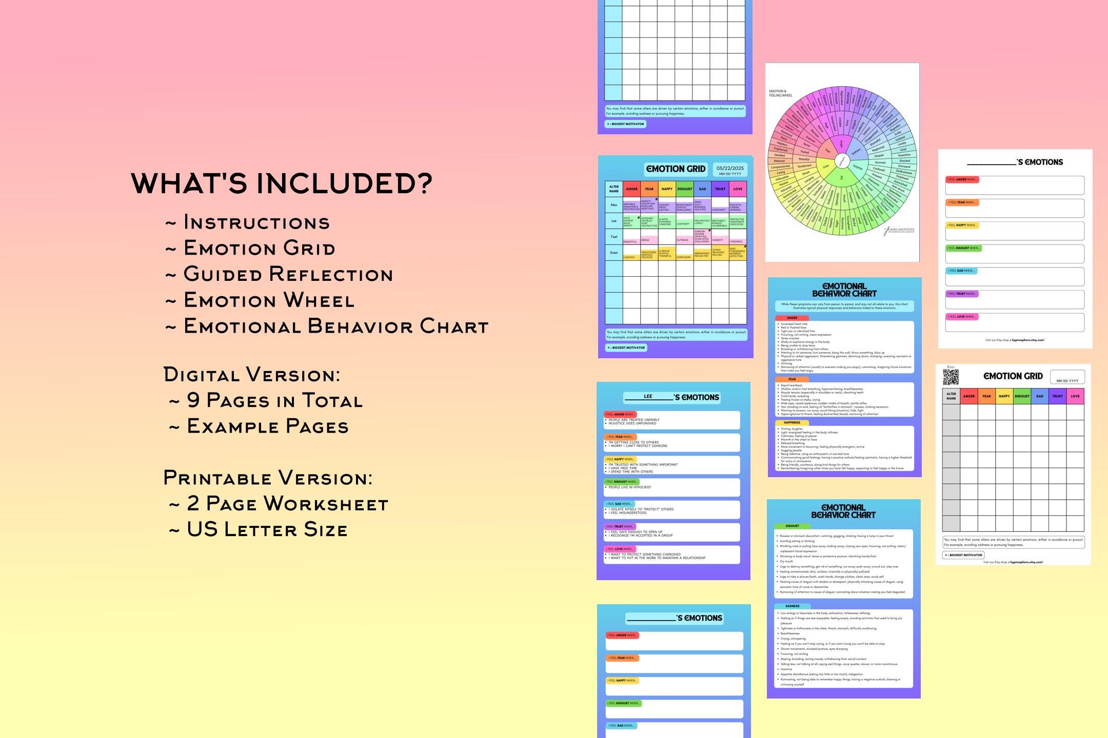DID/OSDD Alter Emotion Grid Worksheet: Plural System Mental Health (PDF ...