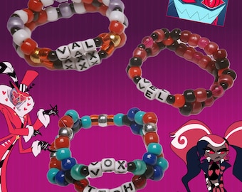 Le bracelet Vees Kandi | Hazbin Hotel Valentino Vox Velvette Helluva Boss HH bijoux en perles de caractère