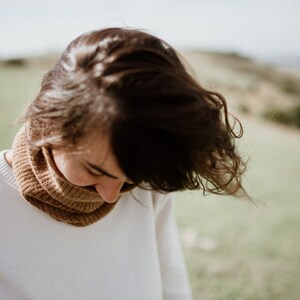 Brown Knitted Neck Warmer / Soft Lambswool Snood image 10