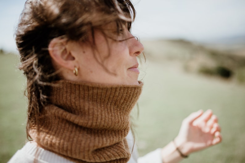 Brown Knitted Neck Warmer / Soft Lambswool Snood image 6