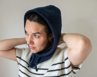 Knitted Lambswool Balaclava // Oxford Blue