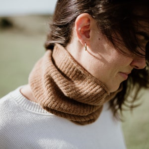Brown Knitted Neck Warmer / Soft Lambswool Snood image 1