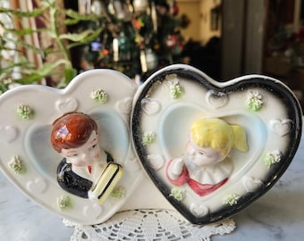 Vintage RELPO Girl Love Letter Heart Valentine Planter 1950 Mid