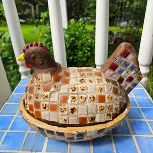 Glass Covered Hen with Tiles