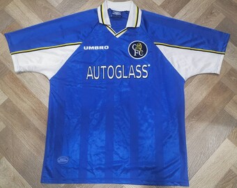 Vintage Chelsea Jersey Umbro Soccer White Blue Autoglass 90/'s Men/'s XL