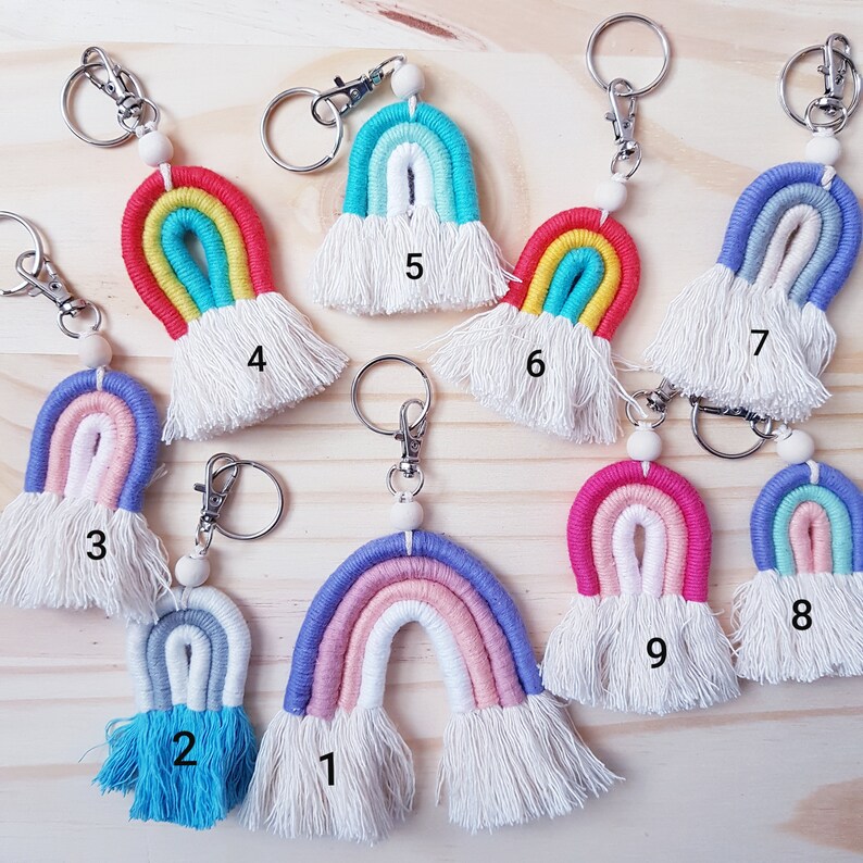 Rainbow Keychains Macrame Rainbow keychains Etsy