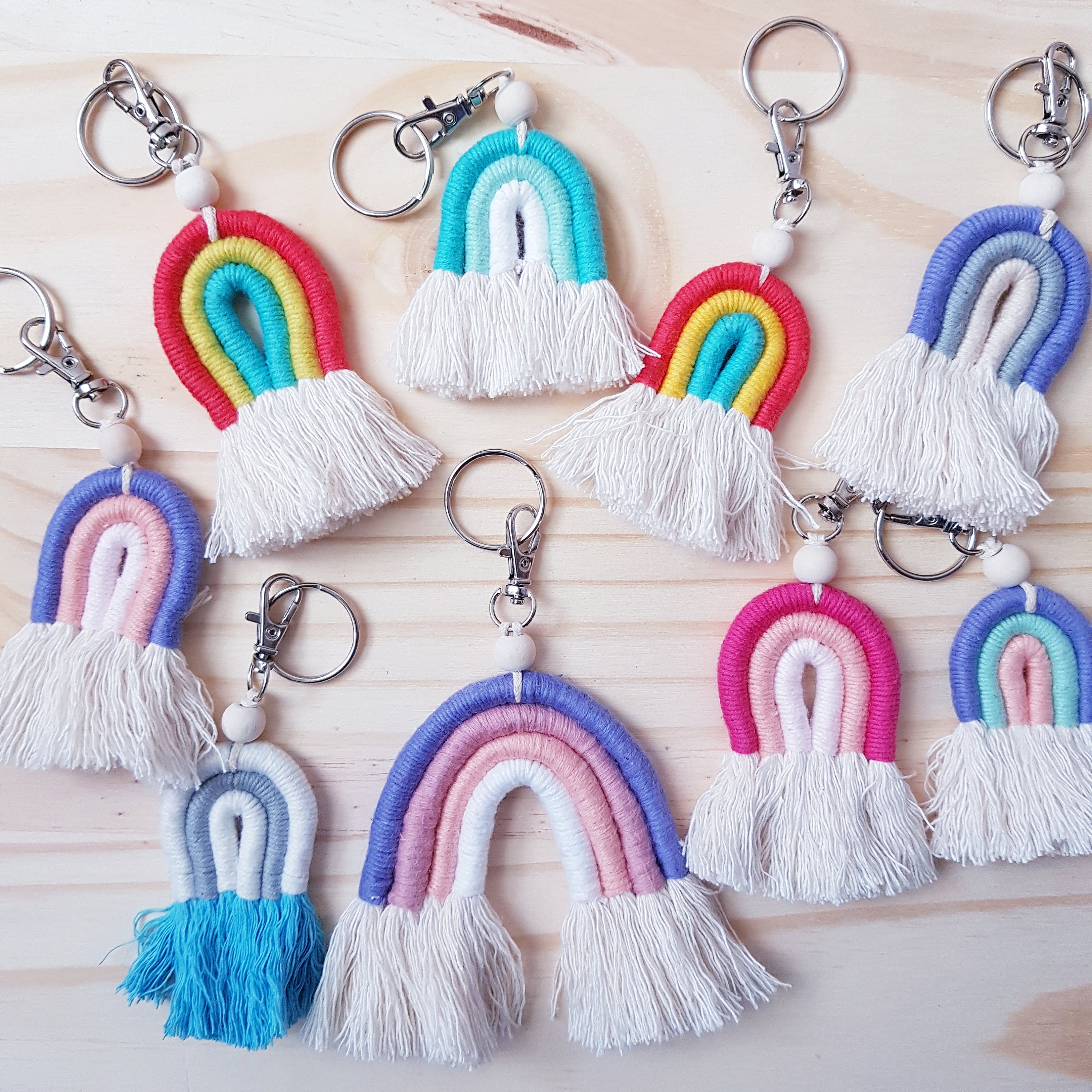 Rainbow Keychains Macrame Rainbow keychains Etsy
