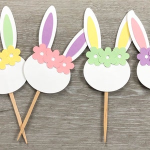 Bunny Cupcake Toppers, Some Bunny Is One, Easter Cupcake Toppers, Bunny Party Decor, White Rabbit Party, Bunny Picks, Baby Shower Bunny