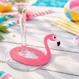 Flamingo Drink Tags: Pool Party Wine Glass Markers