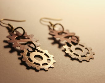 Dangle Steampunk Gear Earrings