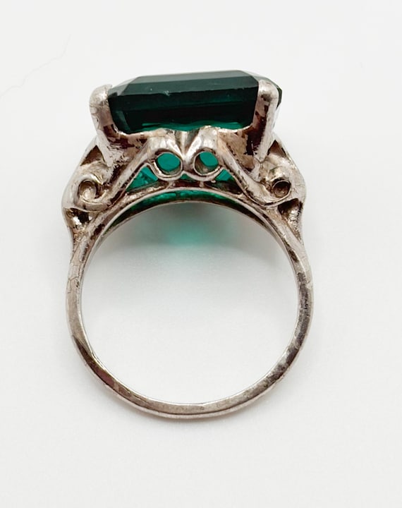 Sterling Silver Green Stone Statement Ring - image 4