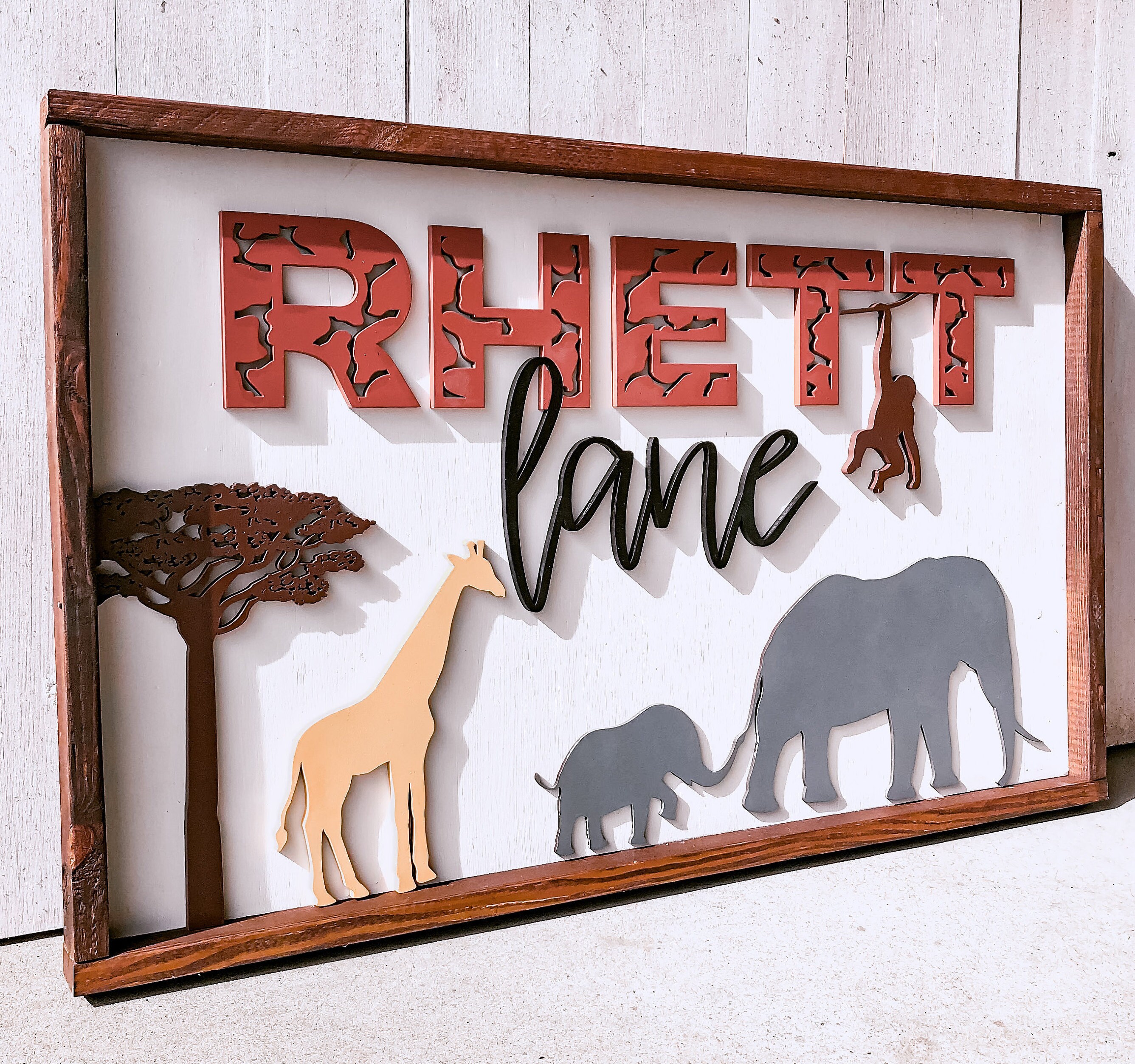 safari nursery wooden sign