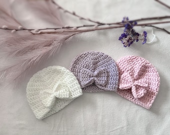 Crochet baby turban/hat with bow