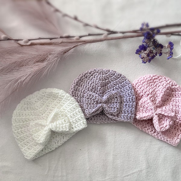 Crochet baby turban/hat with bow