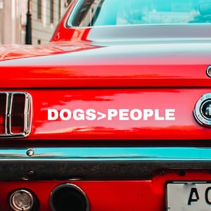 Dogs &gt; People Vinyl Decal - Funny Car Bumper Sticker