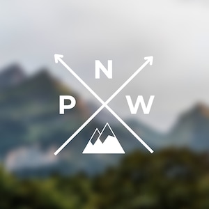 PNW decal sticker - White - Pacific North West decal sticker / mountain / car decal / window decal / phone decal / laptop decal