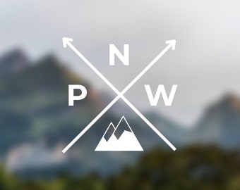 PNW Mountain Decal Sticker - Pacific Northwest Car Window Laptop Decal