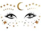 Gold Star Festival Face Sticker Jewels Halloween Face Stickers Metallic Stickers Face Gems Glitters Party Dress Up Pasties