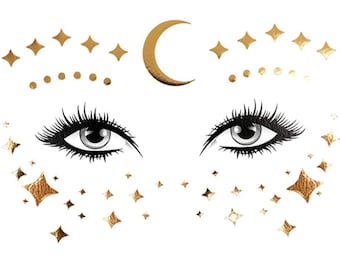 Gold Star Festival Face Sticker Jewels | Halloween Face Stickers | Metallic Stickers | Face Gems | Glitters | Party Dress Up | Pasties